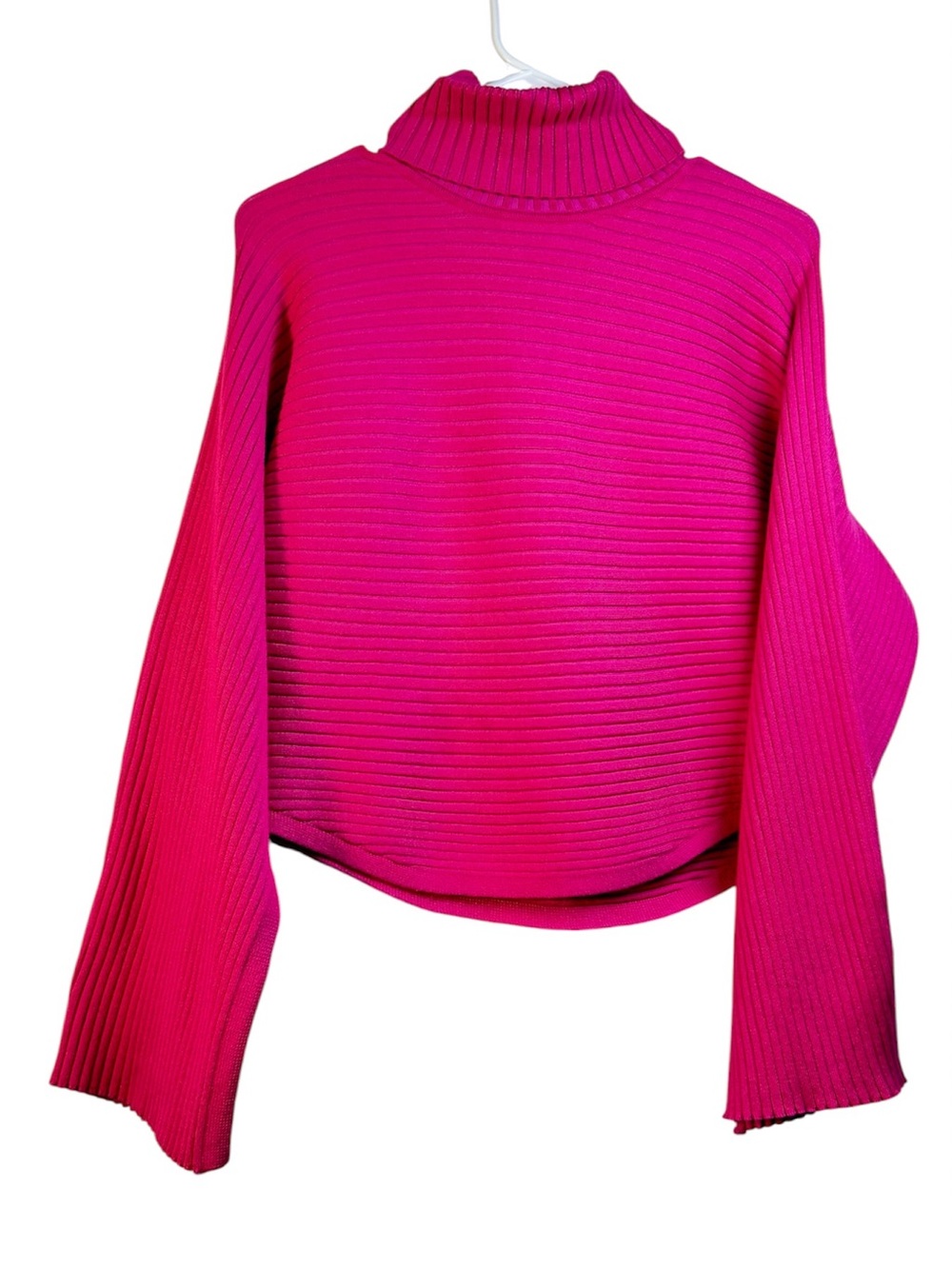Pink Rose Bright Fuchsia Ribbed Sweater Size Medium